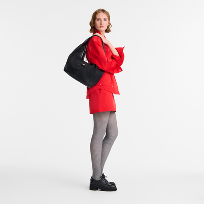 Le Pliage Xtra L Hobo 袋 , 黑色 - 皮革
