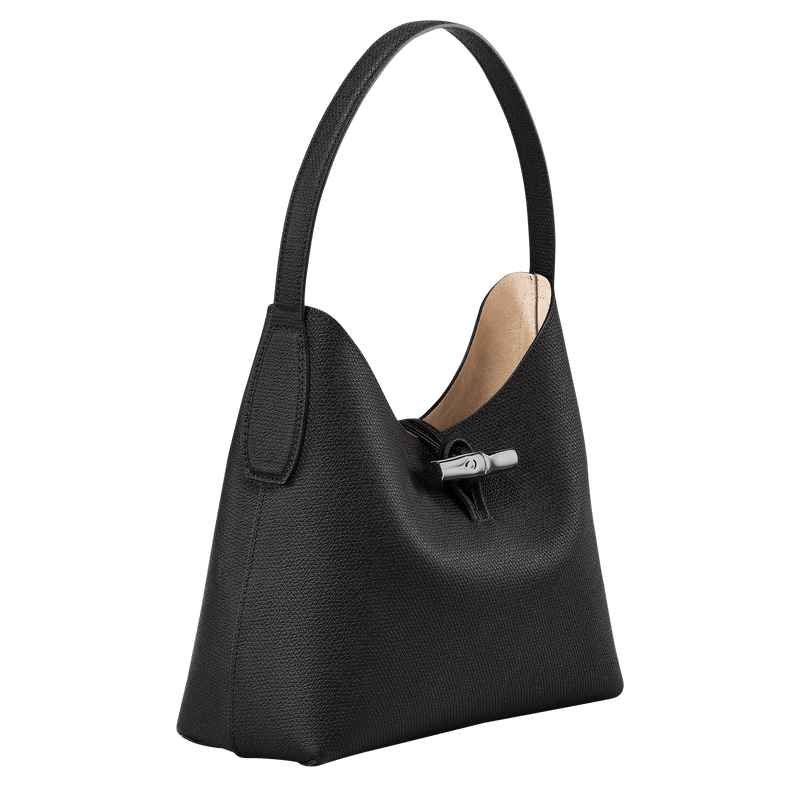 Roseau M Hobo bag , Black - Leather  - View 3 of  6