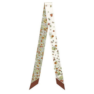 Frise Fleurie Headband , Cognac - Silk