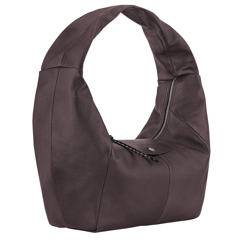 Le Pliage Xtra L Hobo 袋 , 摩卡色 - 皮革  - 查看 3 4