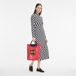 Longchamp x ToiletPaper M 托特包 , 红色 - 帆布