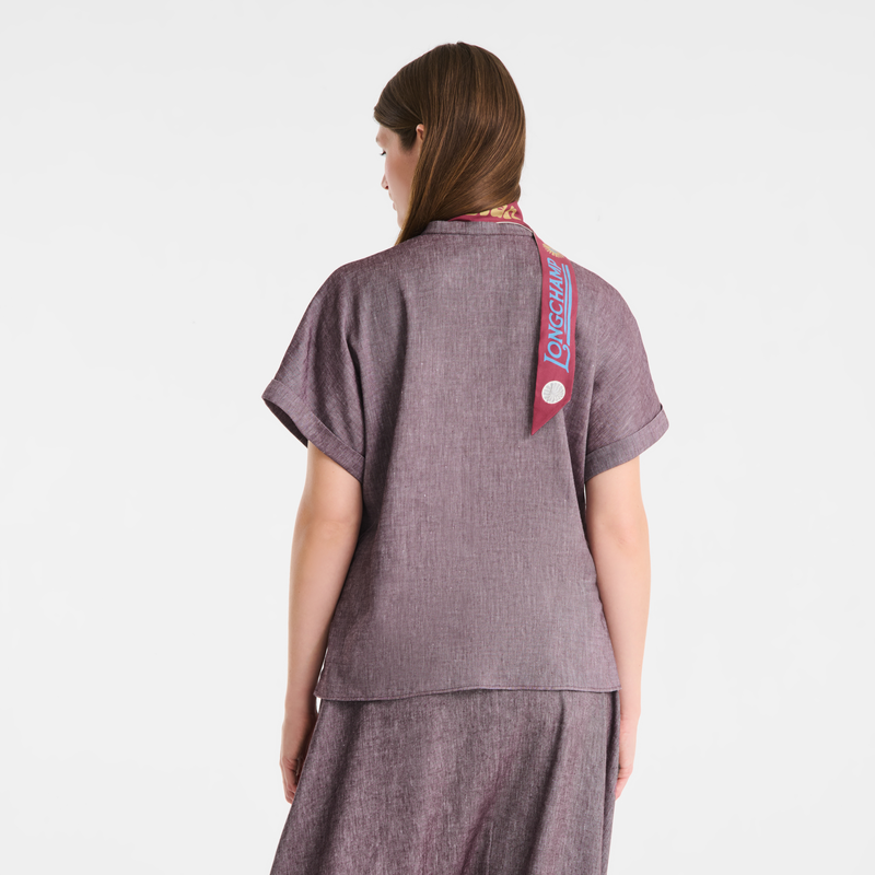 衬衫 , 勃艮第色 - 亚麻  - 查看 3 4