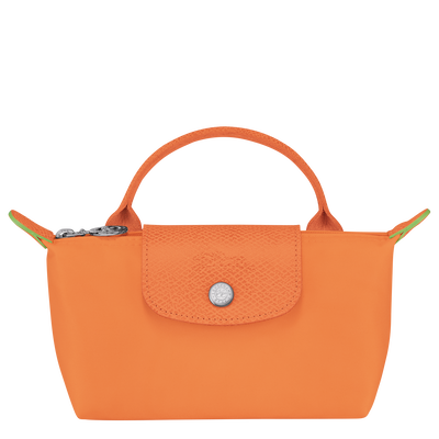 Le Pliage Green Pouch with handle , Orange - Recycled canvas