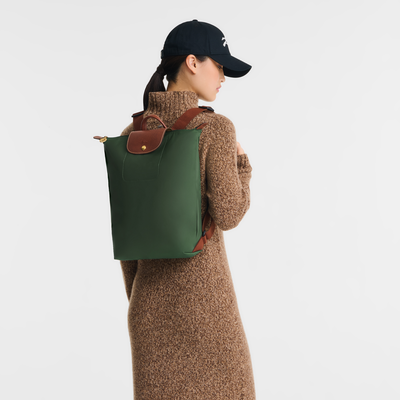 Le Pliage Original M 双肩背包 , 英伦绿 - 帆布