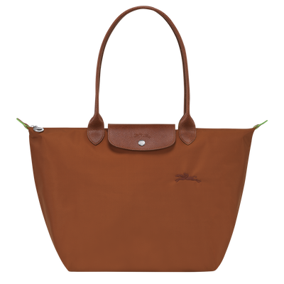 Le Pliage Green L Tote bag , Cognac - Recycled canvas