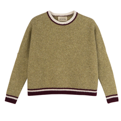 Round collar jumper , Pistachio/Burgundy - Knit