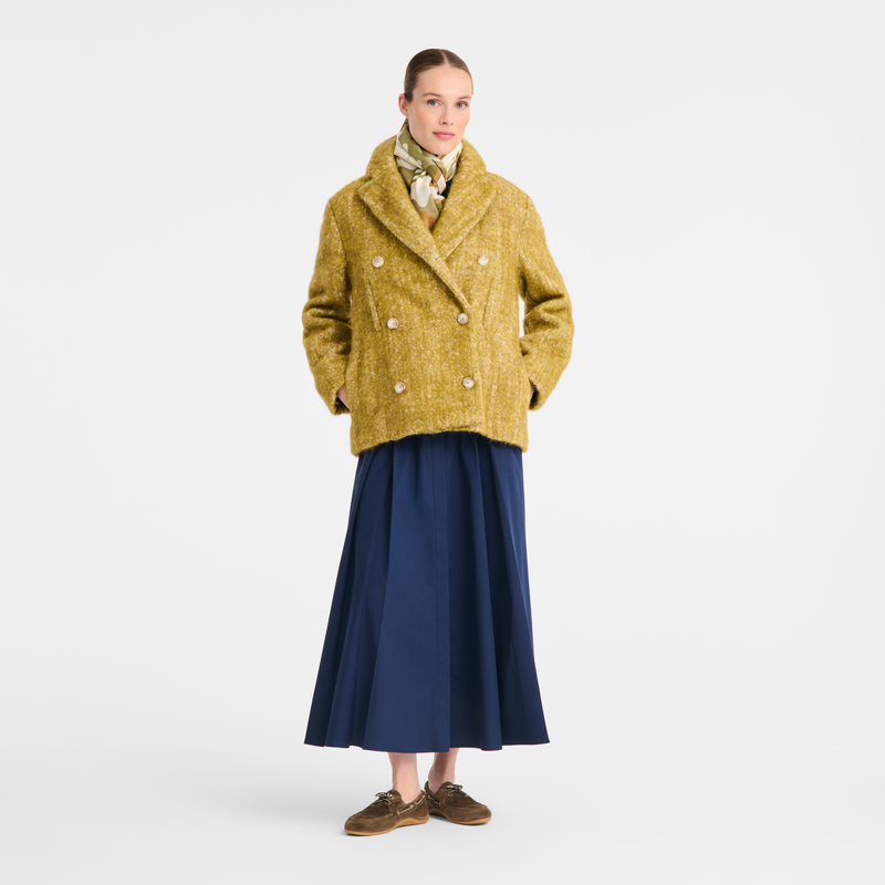 Pea coat , Almond Green - Wool broadcloth  - View 1 of  3