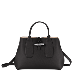 Roseau M Handbag , Black - Leather