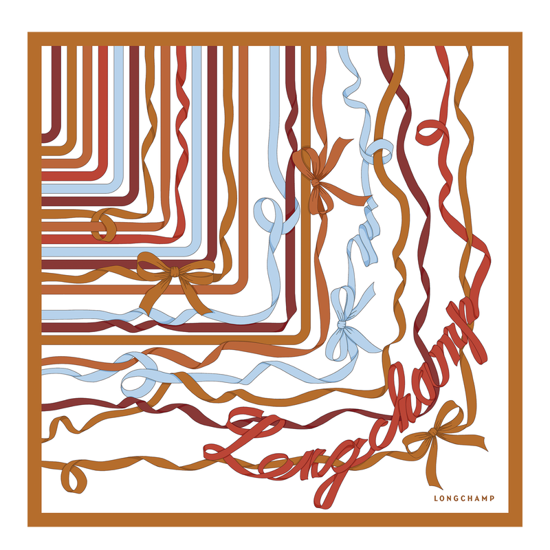 Rubans Longchamp 丝巾 50 , 琥珀棕 - 真丝  - 查看 1 2