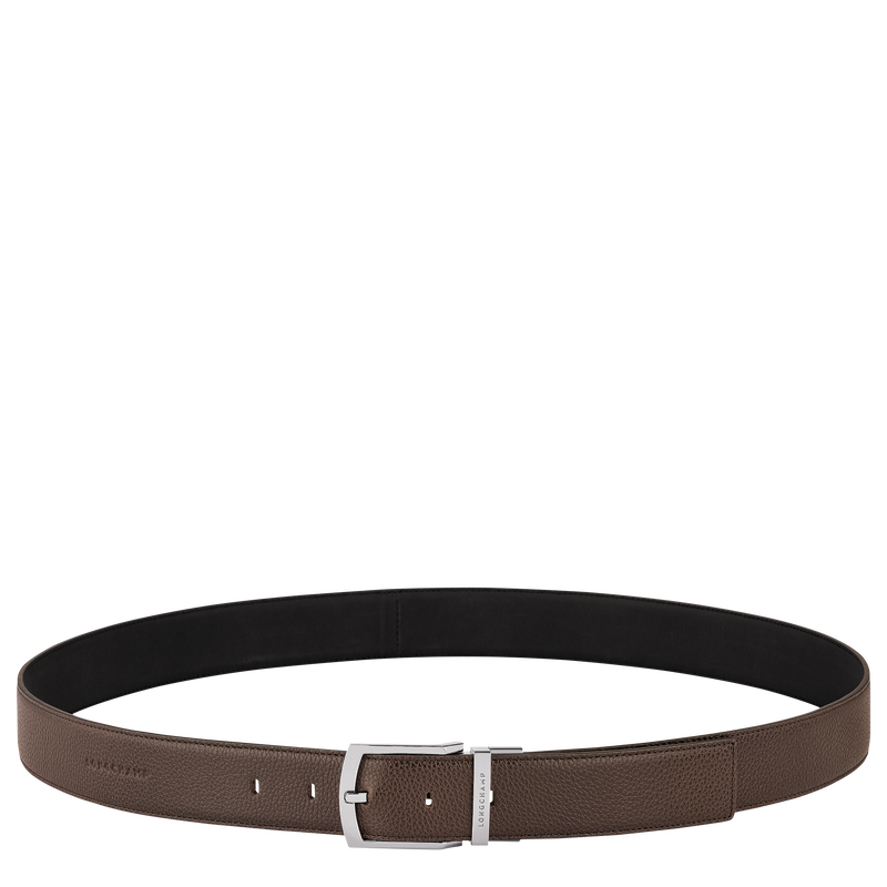 Le Foulonn&eacute; Men's belt , Mocha/Black - Leather  - View 1 of  4