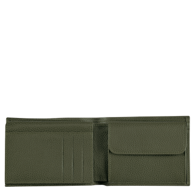 Le Foulonné Wallet , Khaki - Leather