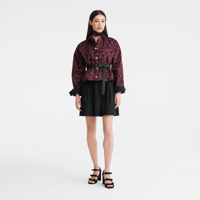 Jacket , Eggplant - Printed gabardine