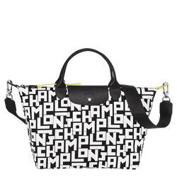 Le Pliage LGP L Handbag , Black/White - Canvas