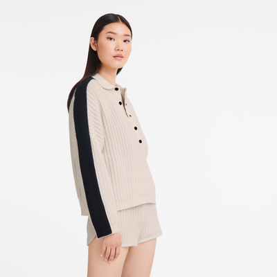null Polo collar jumper, Ecru