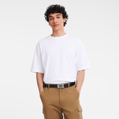 Delta Box Men's belt , Black/Mocha - Leather