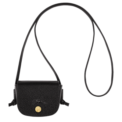 Épure Coin purse with leather lace , Black - Leather