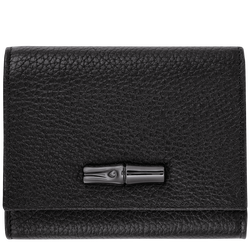 Roseau Essential Wallet , Black - Leather