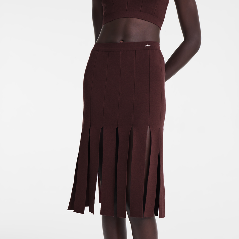 Midi skirt , Burgundy - Knit  - View 4 of  5