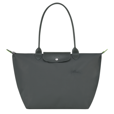 Le Pliage Green L Tote bag , Graphite - Recycled canvas