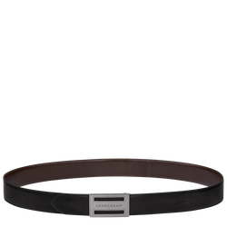 Delta Box Men's belt , Black/Mocha - Leather