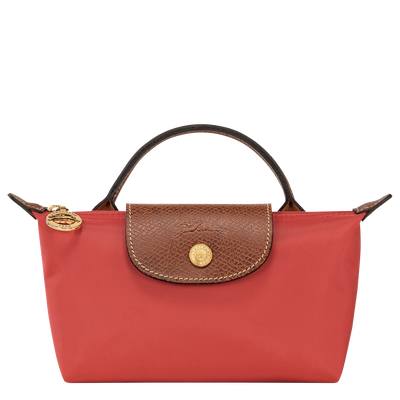 Le Pliage Original Pouch with handle , Tomato - Recycled canvas
