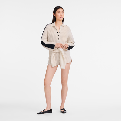 Polo collar jumper , Ecru - Knit