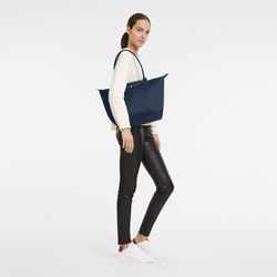 Le Pliage Green L Tote bag , Navy - Recycled canvas