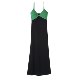 长款连衣裙 , 绿色 / 黑色 - 双绉面料