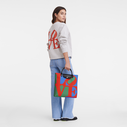 Longchamp x Robert Indiana L 手提包 , 红色 - 帆布