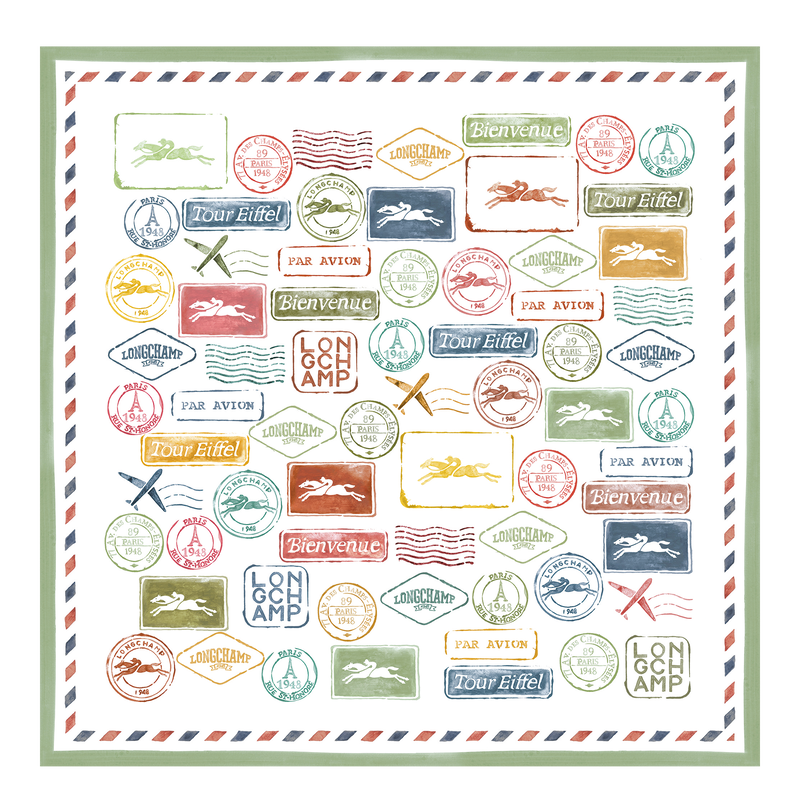Evasions Longchamp Silk scarf 50 , Lichen - Silk  - View 1 of  2