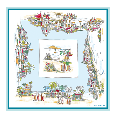 Vivement l'Et&eacute;（盛夏可期） 丝巾 70 , 天空蓝 - 真丝