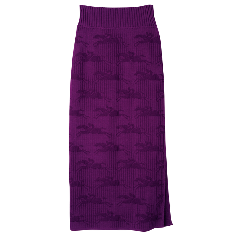 中长半身裙 , 紫色 - 针织  - 查看 1 3