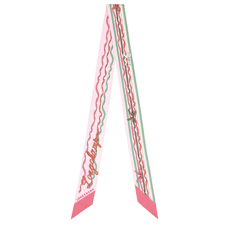 Rubans Longchamp 细丝带 , 虾粉色 - 真丝  - 查看 1 1