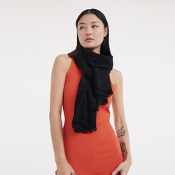 Chevaux jacquard Stole , Black - Wool