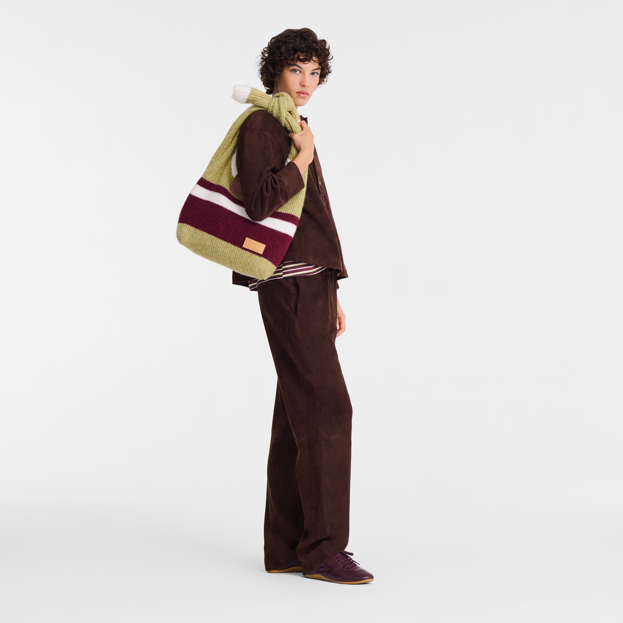 Le Pliage Collection 单肩包  M, 开心果绿/勃艮第色