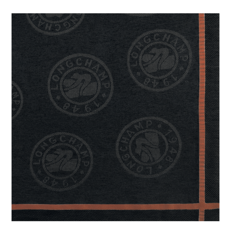 La M&eacute;daille Longchamp Shawl , Black - Cotton blend  - View 2 of  3