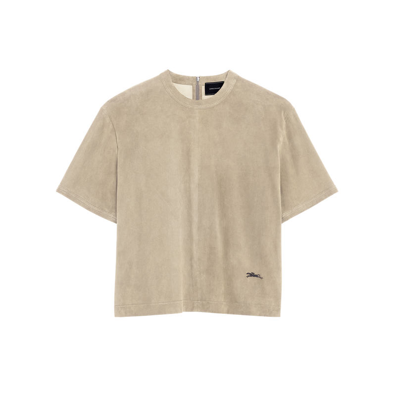 短款皮革上衣 , 亚麻色 - 皮革  - 查看 1 5