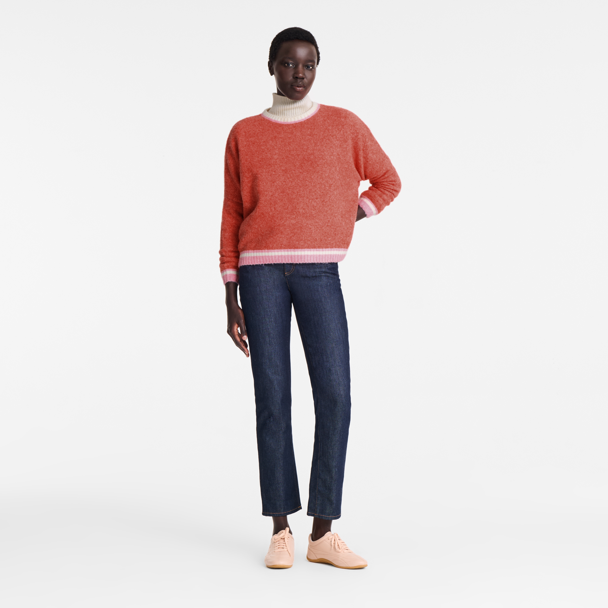null Round collar jumper, Coral/Pink